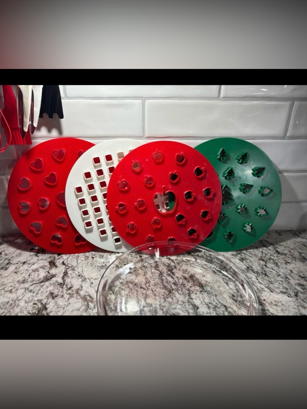 Pie top cutouts - Set of 4 Molds - Red, White, Green